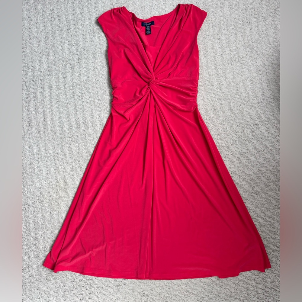 Chaps Fuchsia Twist-Front Midi Dress